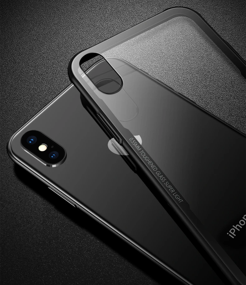 Ultra thin Soft TPU + Transparent 9H Tempered Glass Phone Back Case For iPhone X 8 7 Plus Soft Silicone Rubber Shockproof Cover (2)