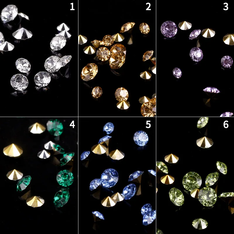 

12 jars/set Sharp Bottom Rhinestone 3D Nail Decoration Colorful Multi-size Shining Nail Art 3D Decoration Manicure DIY tools