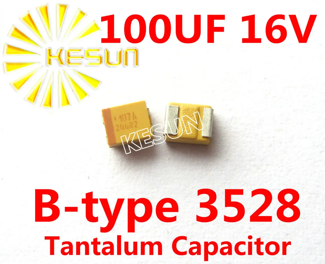 Конденсатор танталового конденсатора 100 мкФ 16V B типа 1210 3528 107C SMD тайб107k016rnj x500PCS |