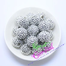 #44 El Envío Libre 20 MM 100 Unids/lote Plata Chunky Rhinestone de la Resina de Los Granos Gruesos Para El Collar