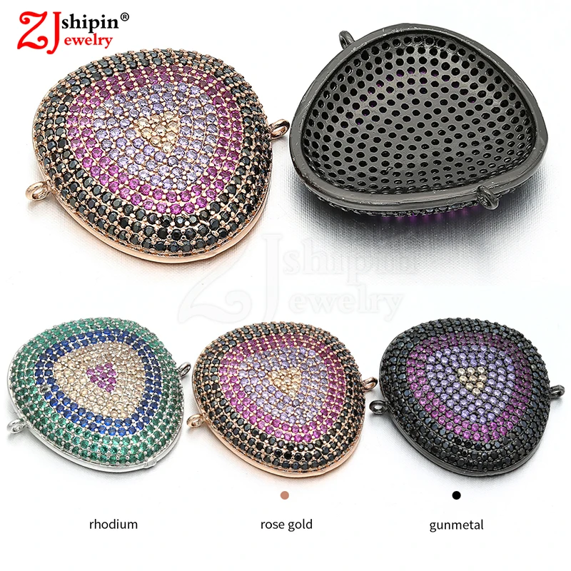 

triangle bohemian style micro inlaid zircon CZ connector jewelry accessories suitable for DIY bracelet necklace jewelry making