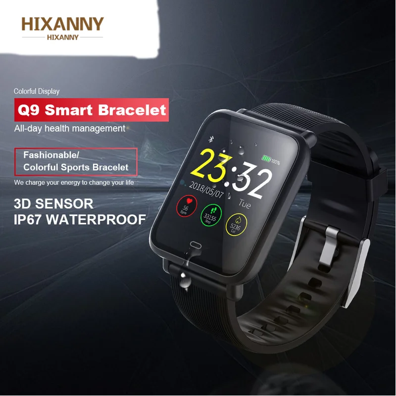 

HIXANNY Q9 Blutdruck Herz Rate Monitor Smart Uhr IP67 Wasserdichte Sport Fitness Trakcer Uhr Men Frauen Smartwatch apple xiaomi