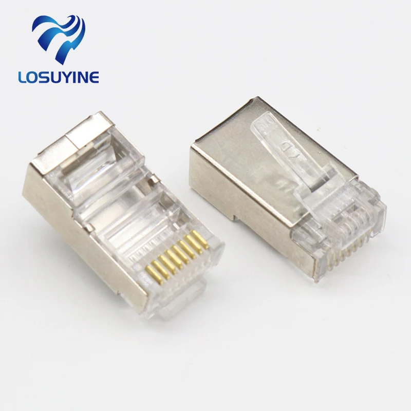 50 шт. rj45 разъем cat6 экранированные сетевые разъемы 8p8c клеммы для stp ethernet Кабельные