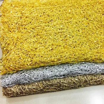 

Sequins Hollow Out Gold And Silver Thread Embroidery Lace Trim Cloth Cobweb Sequins Embroidery Fabrics Show DIY