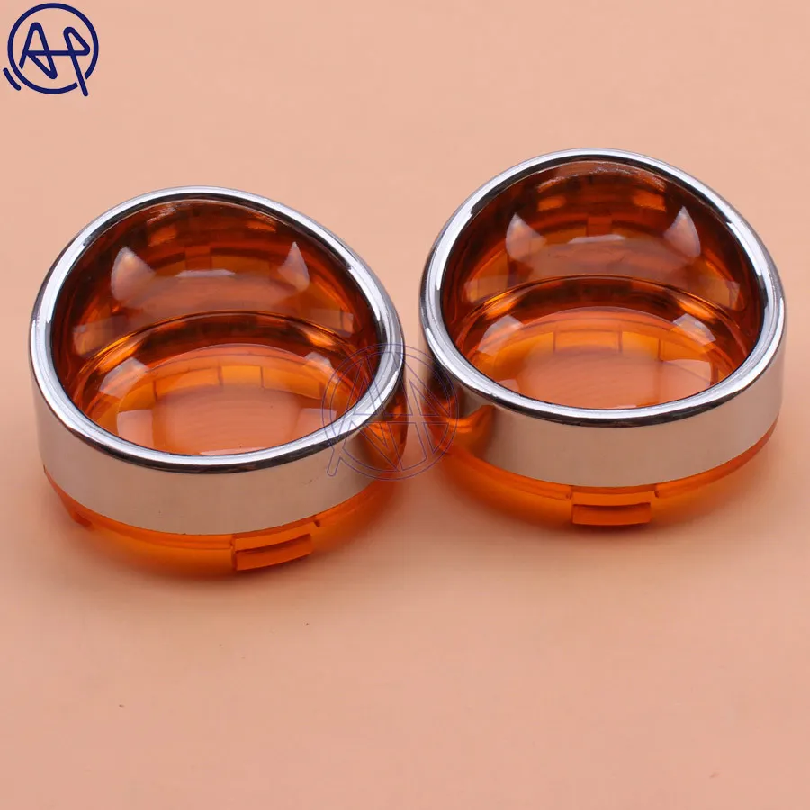 2x Turn Signal Light Indicator Cover Chrome House Amber Lens Turn Light