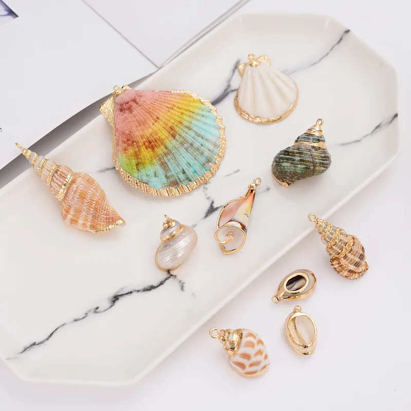 

2pcs Hot Nautical Natural Shell Bracelet Charms Conch Findings Diy Pendant Necklace Ear Drop Keychain Jewelry Accessories C382