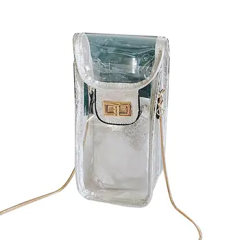 

2Pcs/Set Transparent PVC Twist Lock Crossbody Phone Holder Shoulder Bag