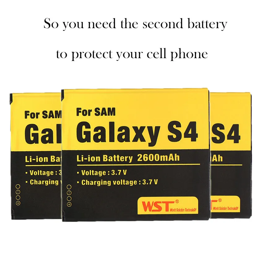 20pcs/lot WST 3.7V LI ion 2600mAh Use for Sam galaxy s4 Battery, i9500