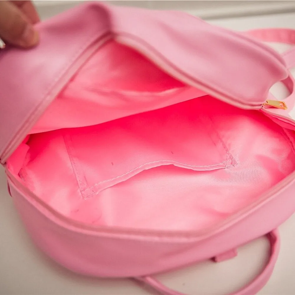 Candy Color PU Leather Ita Bag DIY Transparent Love Heart Shape Backpack Kawaii Harajuku Schoolbags For Teenage Girls#L10