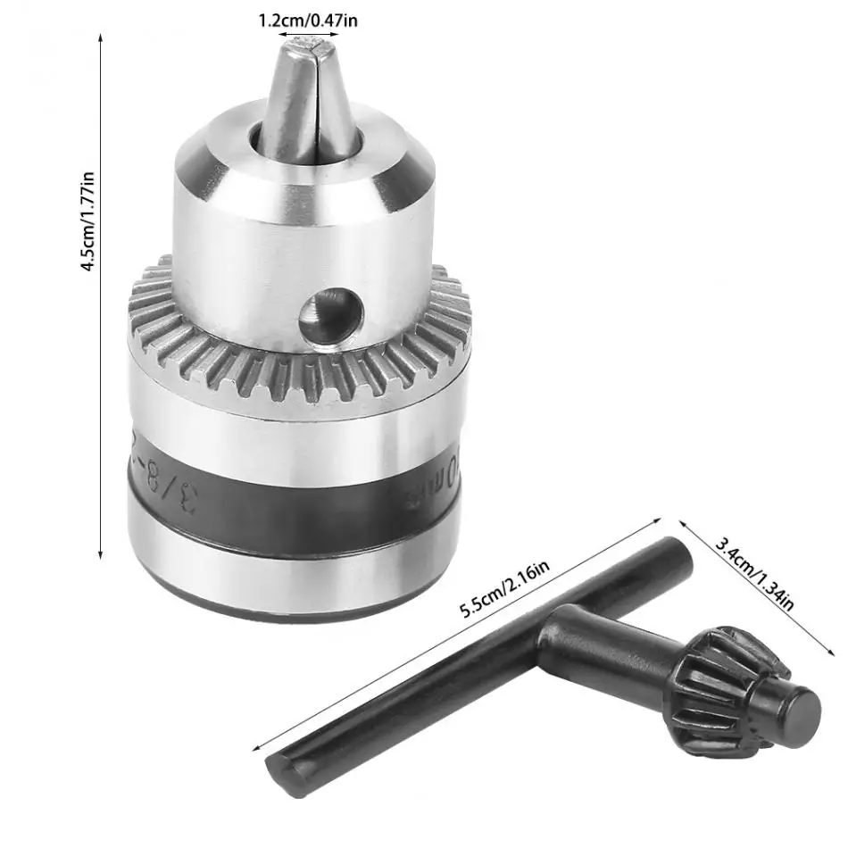Сверлильный патрон 1,0-10 мм мини Тип ключа Электрический сверлильный зажим с зажимом 12 мм конус 3/8-24UNF резьба опционально