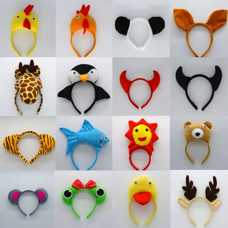 buy Kids Adult Animal Ear Headband Party Cosplay Halloween Costume Cat Wolf Chicken Horse Baby Shower Birthday Gift Hair Accessories
