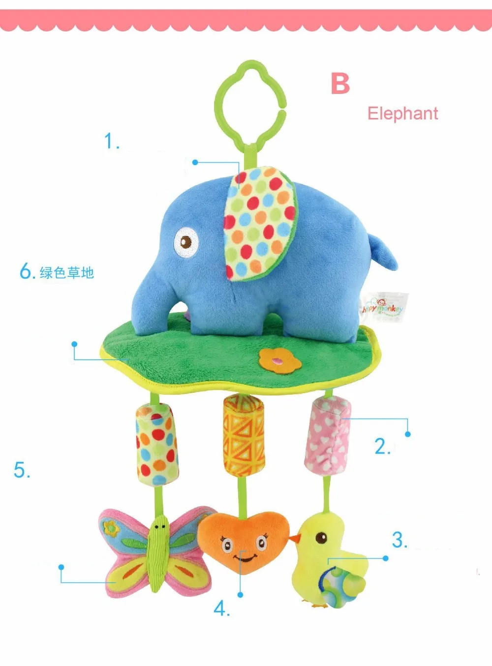 Happy Monkey Wind Chime возьмите с собой животных стилей детские кроватки коляска Мягкая Кровать Висячие колокольчики погремушки игрушки для детей подарок
