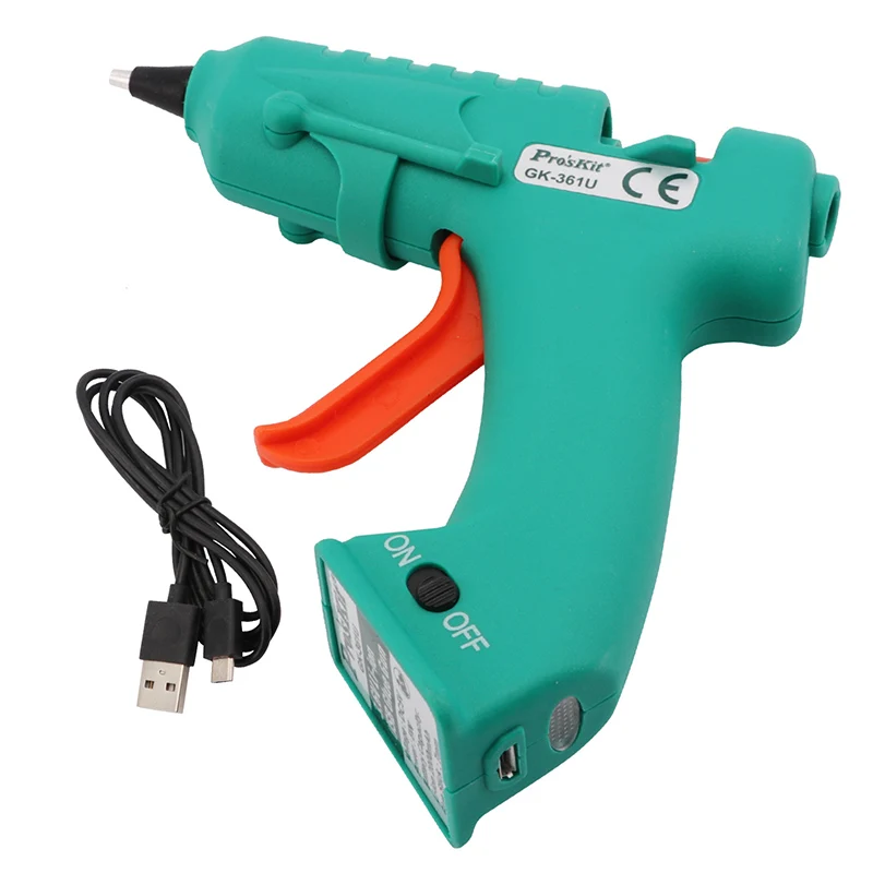 Pro'skit GK 361U 3 6 В литий ионный USB клеевой пистолет DIY термоплавкие клеевые палочки с
