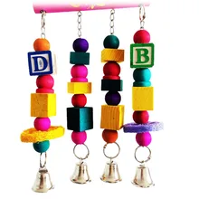 Hot Selling Large Wood Bird Parrots Pet Perroquet Letters Loofah Toy Parrot Swing Climbing Ladder Pets Supplies Accessories Toy