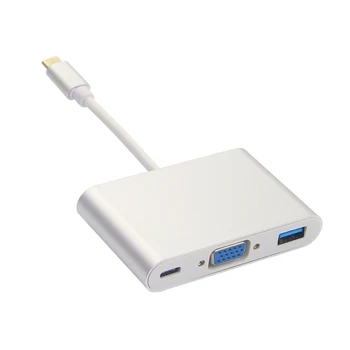 

3 in 1 USB 3.1 Type C to VGA + USB 3.0 + Type C Female Converter Cable Adapter for Apple Macbookfor HDTV
