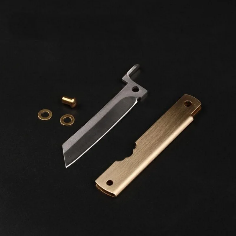 Открытый Портативный EDC инструменты, латунь нержавеющая сталь DIY мини-нож, письмо открывалка, подарок кулон латунный колокол