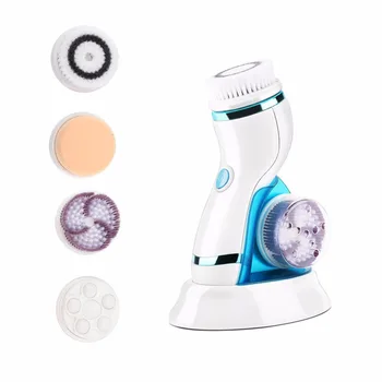 

4 in 1 Electric Facial Brush Cleansing Multifunctional Face Skin Massager Tool 2 Speed Setting Include Detachable Handle&4 Brush