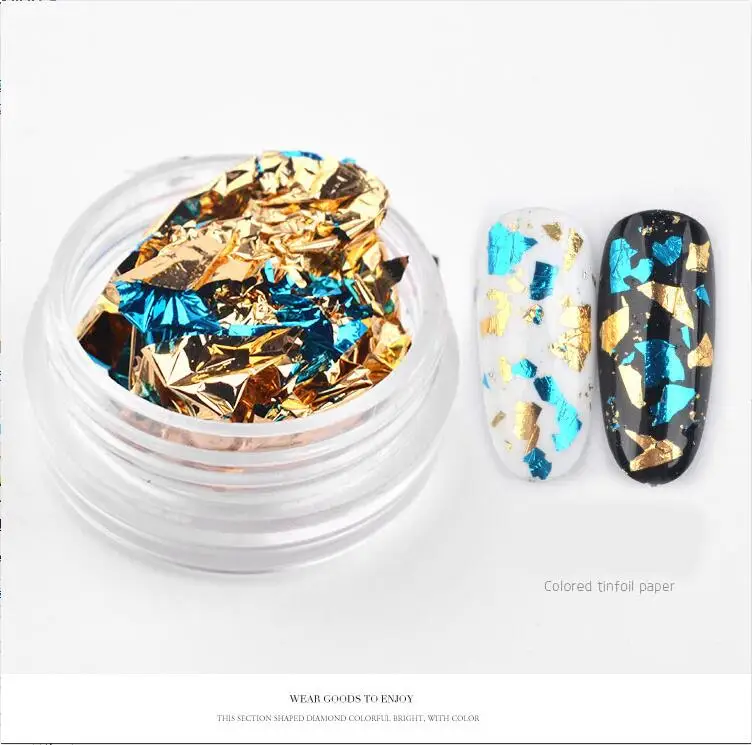 Дизайн ногтей красочные блестящие алюминиевые фольги 3D чешуйчатая наклейка УФ гель лак блестка полное покрытие лазер DIY Инструменты для маникюра - Цвет: gold-blue