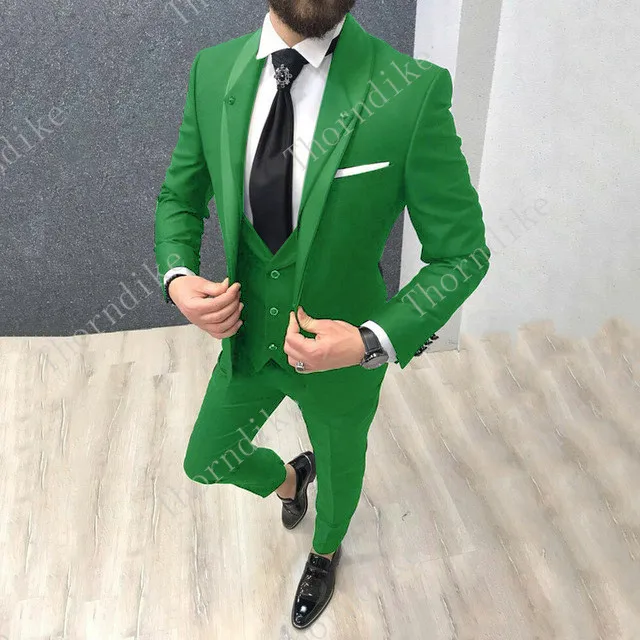 

Thorndike Tide Men Colorful Fashion Wedding Suits Plus Size Yellow Green Blue Purple Suits Jacket Pants Vest 3Pcs Tuxedos