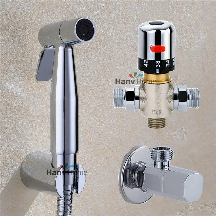 Bathroom Thermostatic Mixing Mixer Valve Bidet Spray Water Shower Faucet Tap