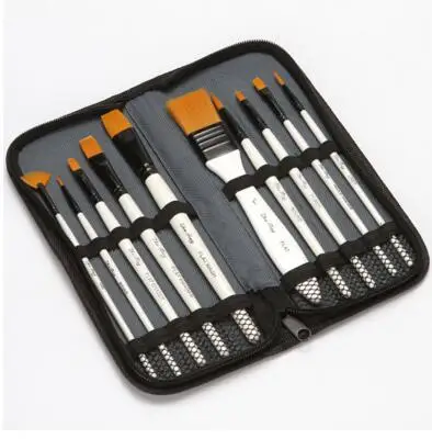 

Painting supplies,10 nylon-wool water-color painting pen-containing brush cloth-brush set