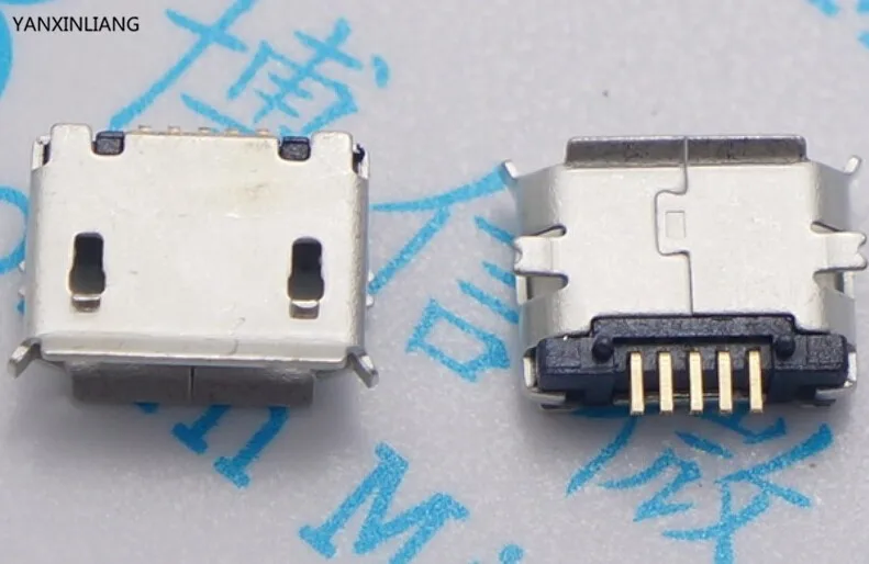 

100pcs micro USB socket 5pin SMD Pin Long needle 5pin SMD Copper shell Data port Charging port Mini usb connector