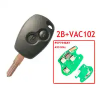 Free shipping 2 Button Remote Key With Pcf7946 Chip Round Button With VAC102 Blade for Renault 5pc/lot