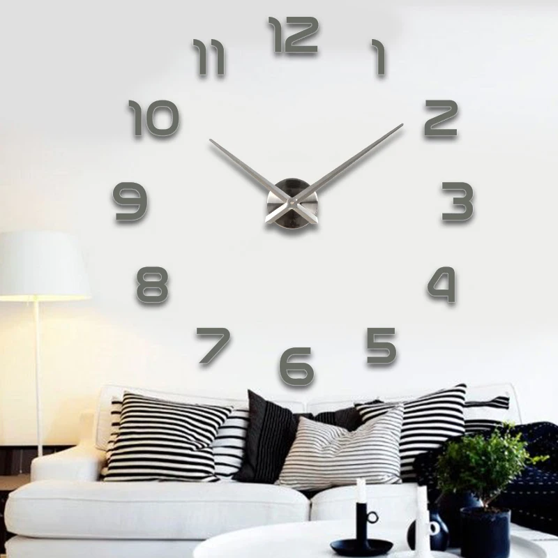 Серебряная игла и часы с циферблатом зеркальные наклейки DIY настенные часы украшение дома настенные часы meetting настенные часы для комнаты