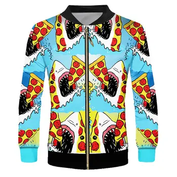 

Funny Cartoon Pizza Sharks 3D Print Zipper Baseball Jackets Coats Men Women Hipater Sportswear Windbreaker Jacket Custom S-6XL