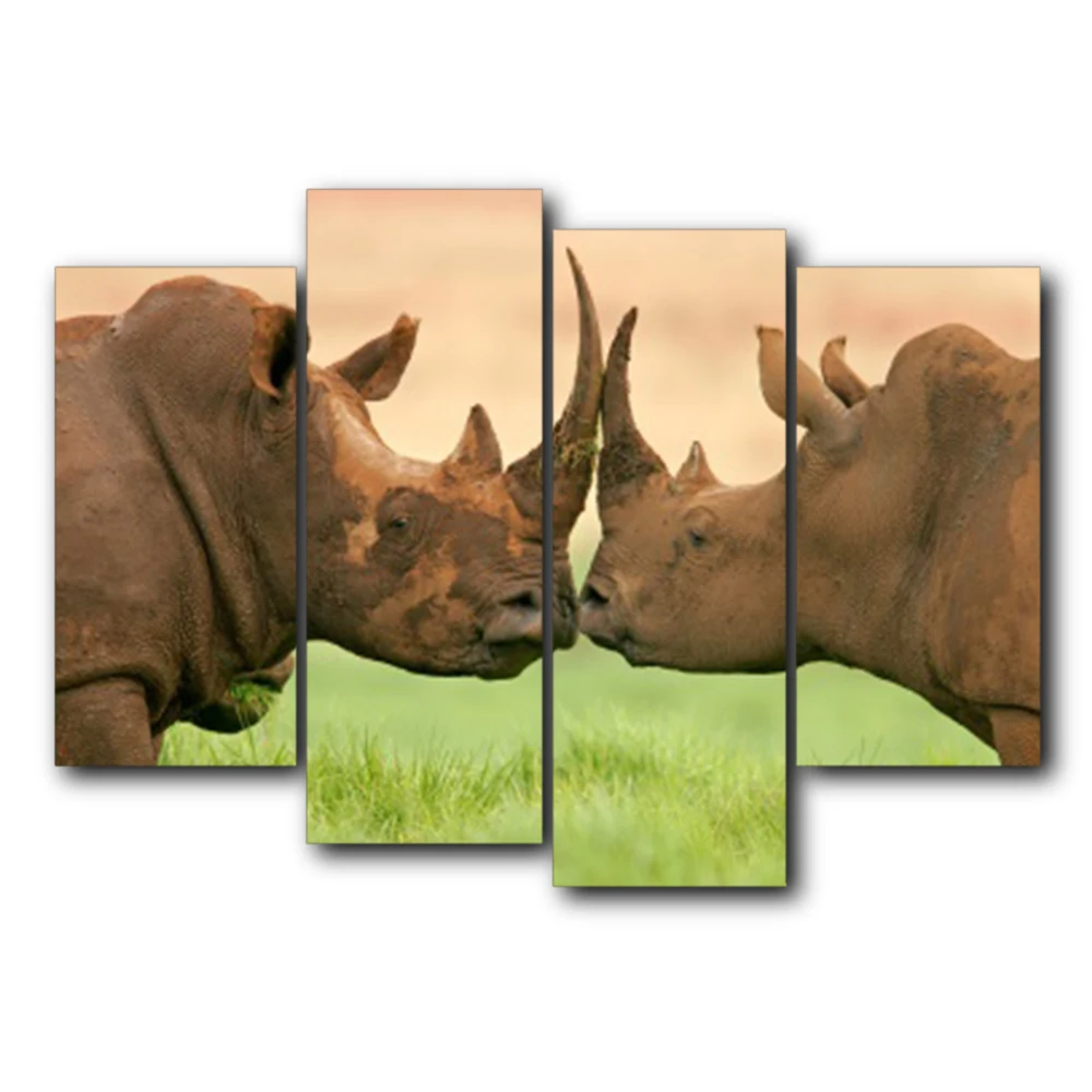 Laeacco Rhinoceros парные парусиновые принты для украшения дома настенные