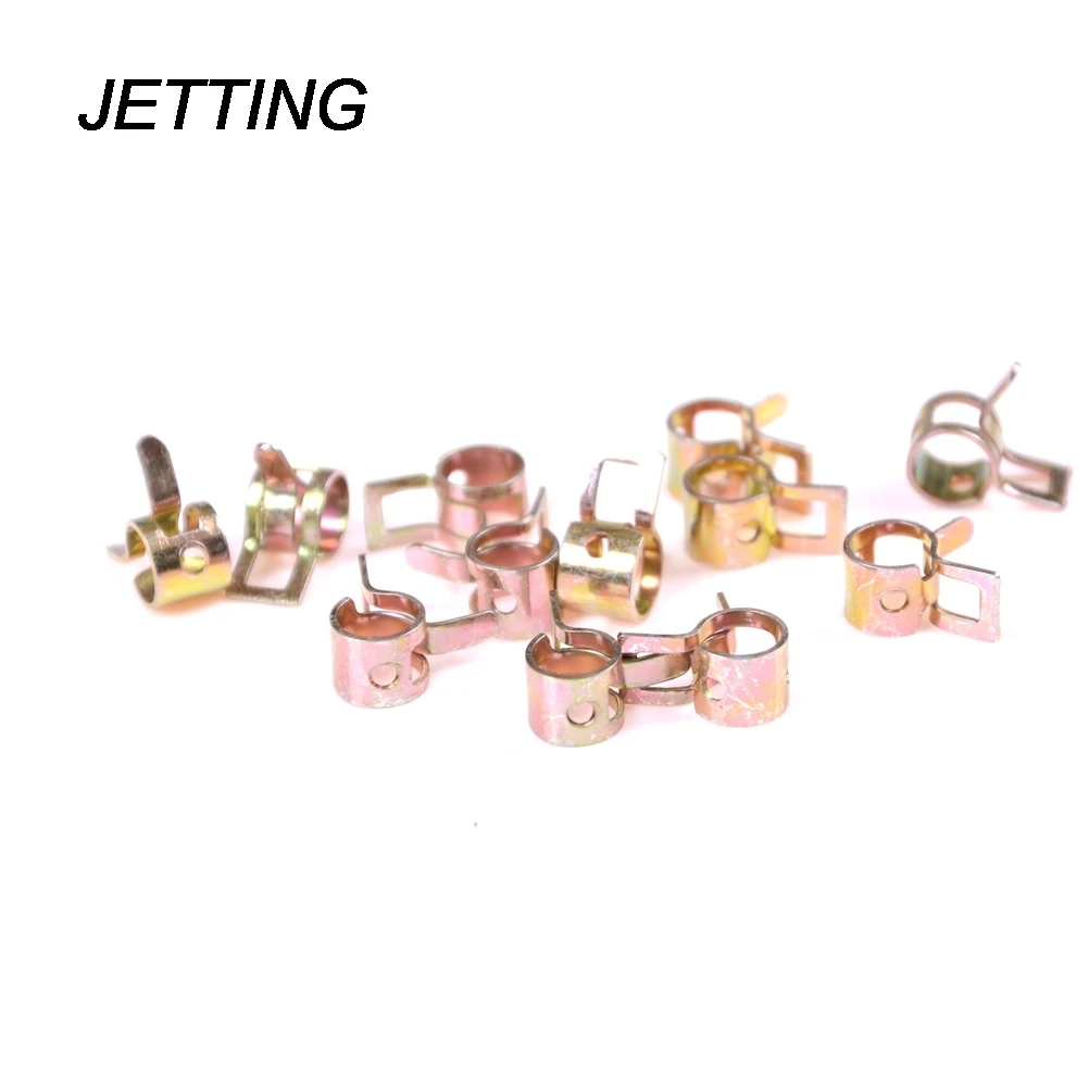 JETTING 10Pcs Motorcycle 5-10mm Spring Clip Vacuum Fuel Hose Line Silicone Pipe Tube Band Clamps Fastener