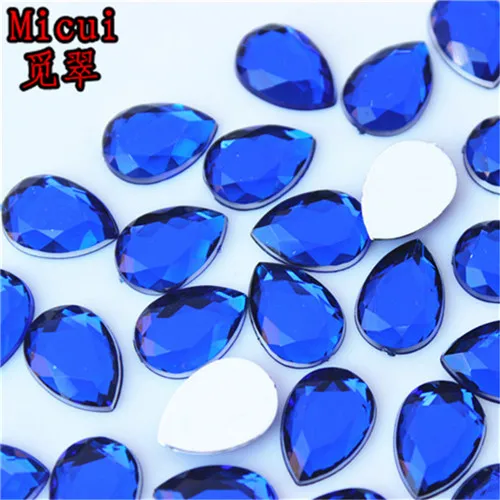 Micui 100 шт 10*14 мм хрустальные каплевидные стразы с плоской задней стороной акриловые Необычные Стразы для украшения одежды MC453 - Цвет: Blue