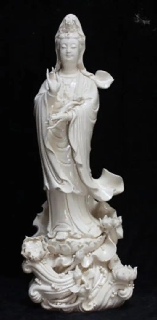 Chinese Dehua Porcelain Lianhua Kwan yin Guanyin Ruyi Buddha Lotus