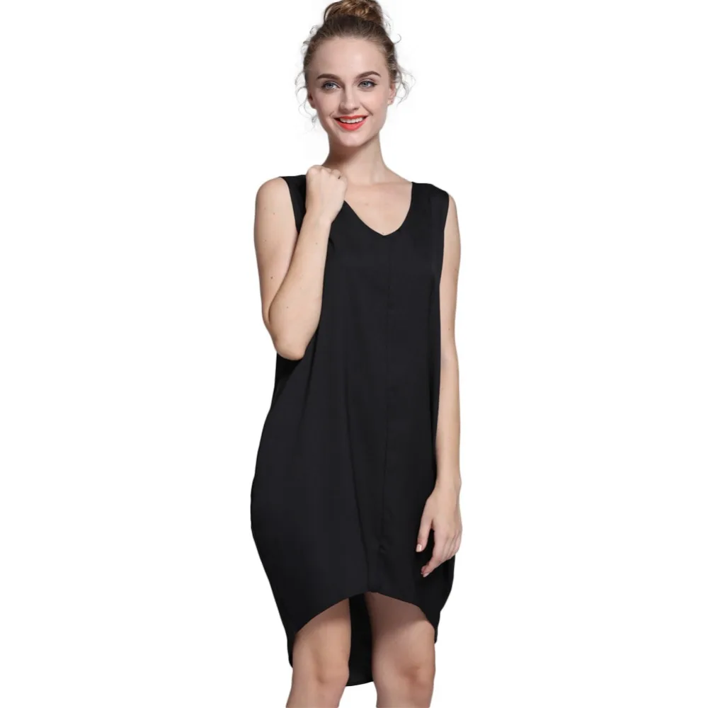 Buy Novelty Fashion Sleeveless Tank Dresses High Low Hem Loose Casual Summer