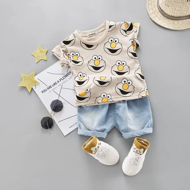Baby Boy Clothing Set Cute Summer T-Shirt Cartoon Children Boys Clothes Shorts Suit for Kids Outfit Denim Outfit 1