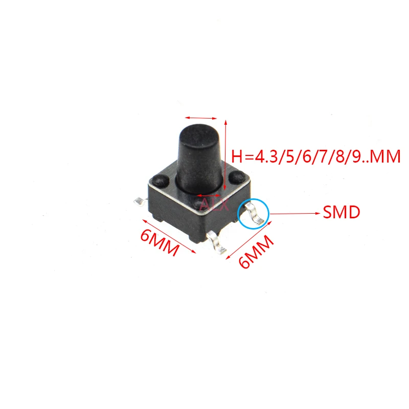 50 шт. SMT 6*6 6X6X4.3/5/6/7/8/9 мм 6x6x4 3 6x6x5 6x6x6 6x6x6x6x7 6x6x8 4PIN smd Такт переключатель Микро
