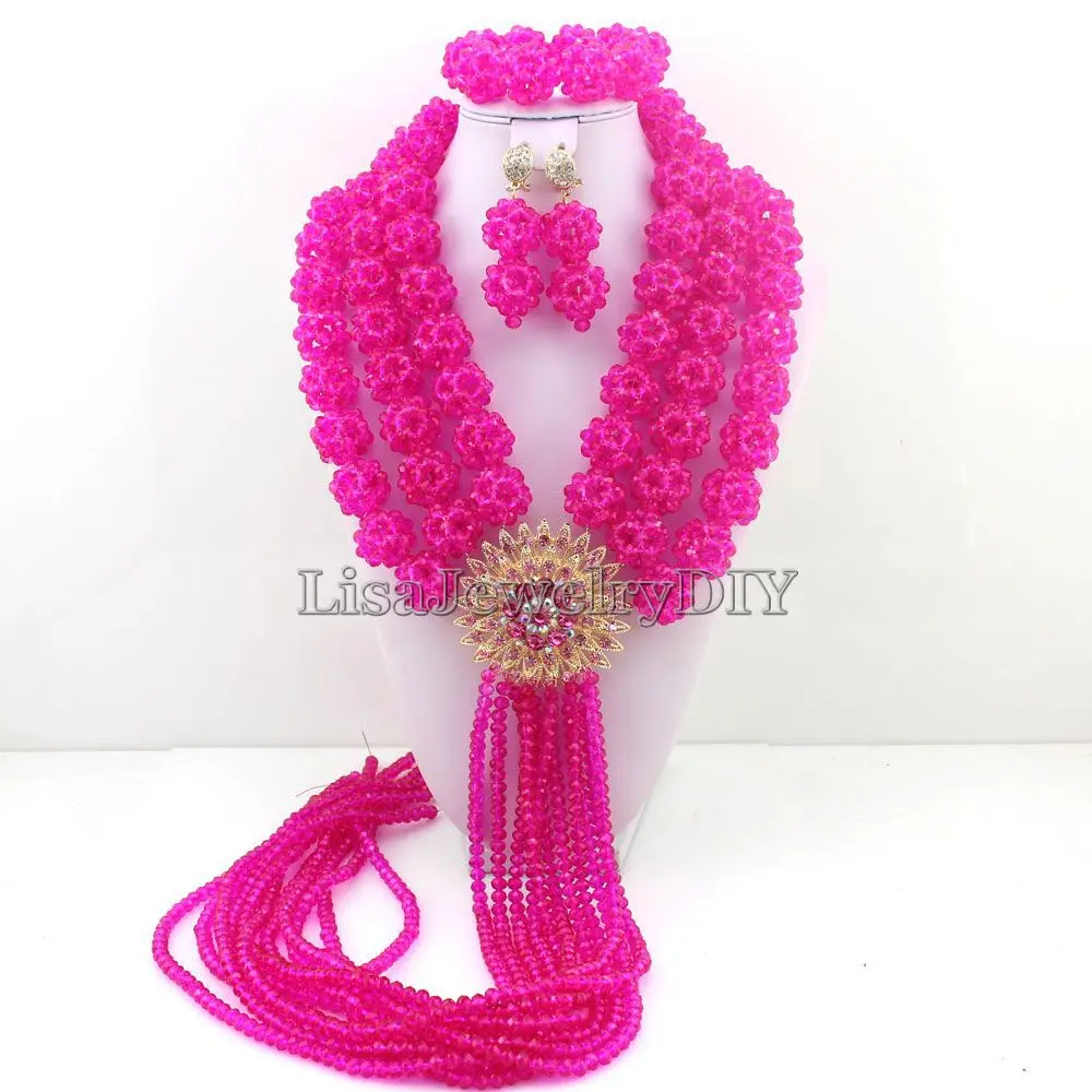 

Best Selling Nigerian Wedding Bridal Indian Beads Jewelry Set African Beads Crystal Beads Balls Jewelry Sets HD3747