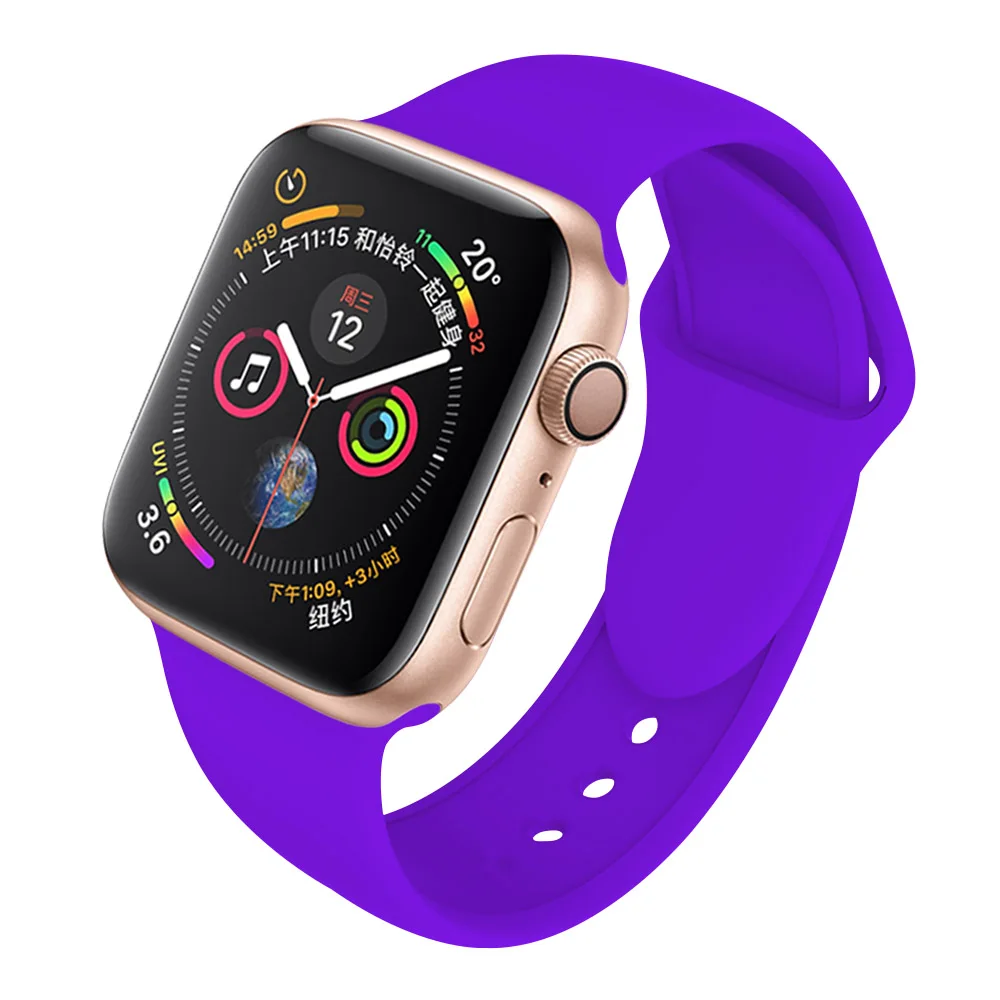 Ремешок SCELTECH для apple watch band 4 3 Iwatch band 38 мм 42 мм для apple watch ремешок 44 мм 40 мм спортивный силиконовый браслет ремешок для часов - Цвет: Deep Purple