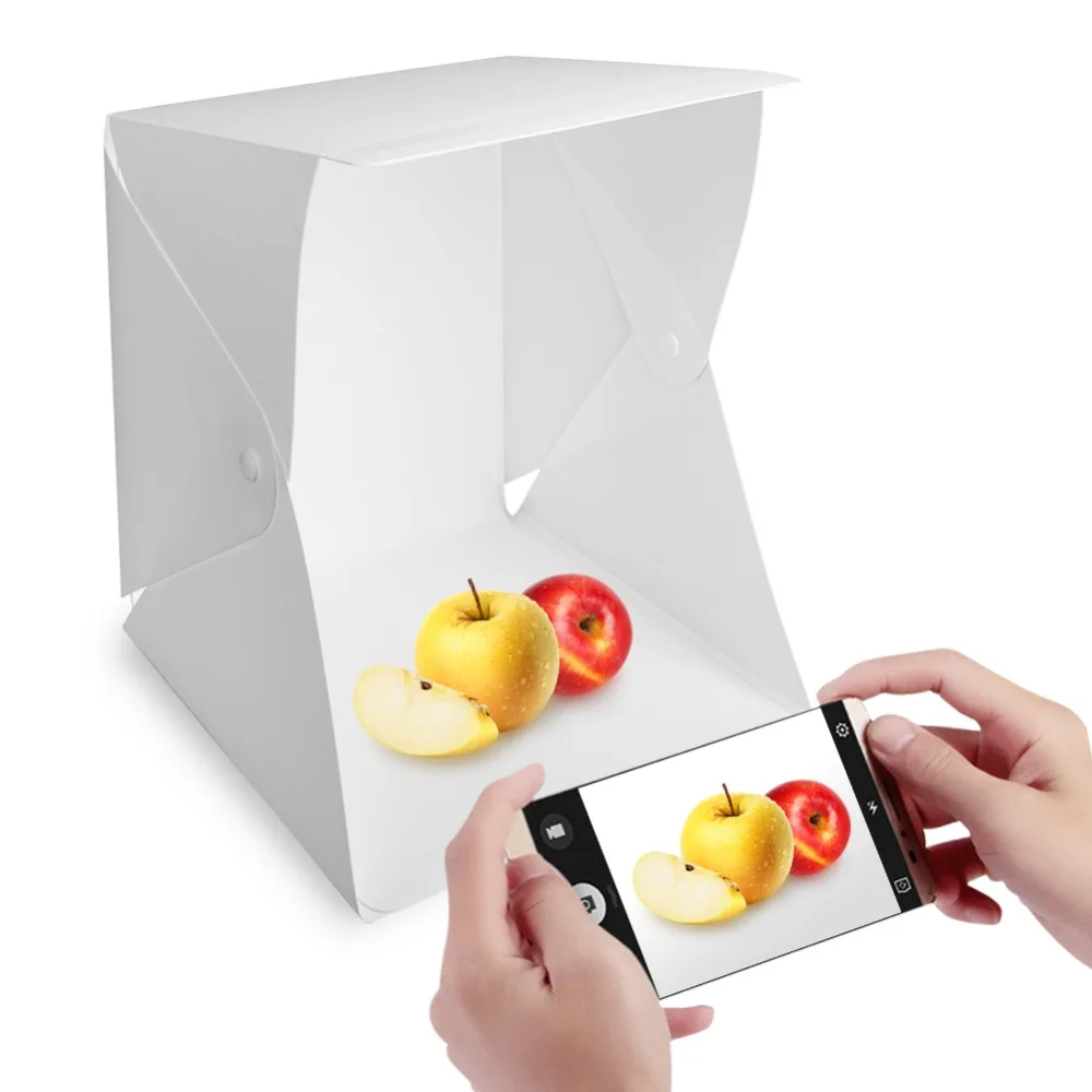 Mini Portable Folding lightbox Photography Photo Studio box with LED