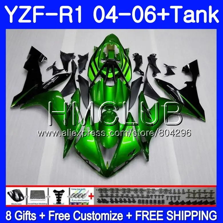 

Body For YAMAHA YZF1000 YZF R 1 YZF 1000 YZFR1 04 05 06 110HM.14 YZF R1 04 06 YZF-1000 YZF-R1 Gloss green 2004 2005 2006 Fairing