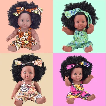 

USA hair black doll reborn toys reborn 30cm real dolls for girls gift kid alive silicone poupee African baby toddler