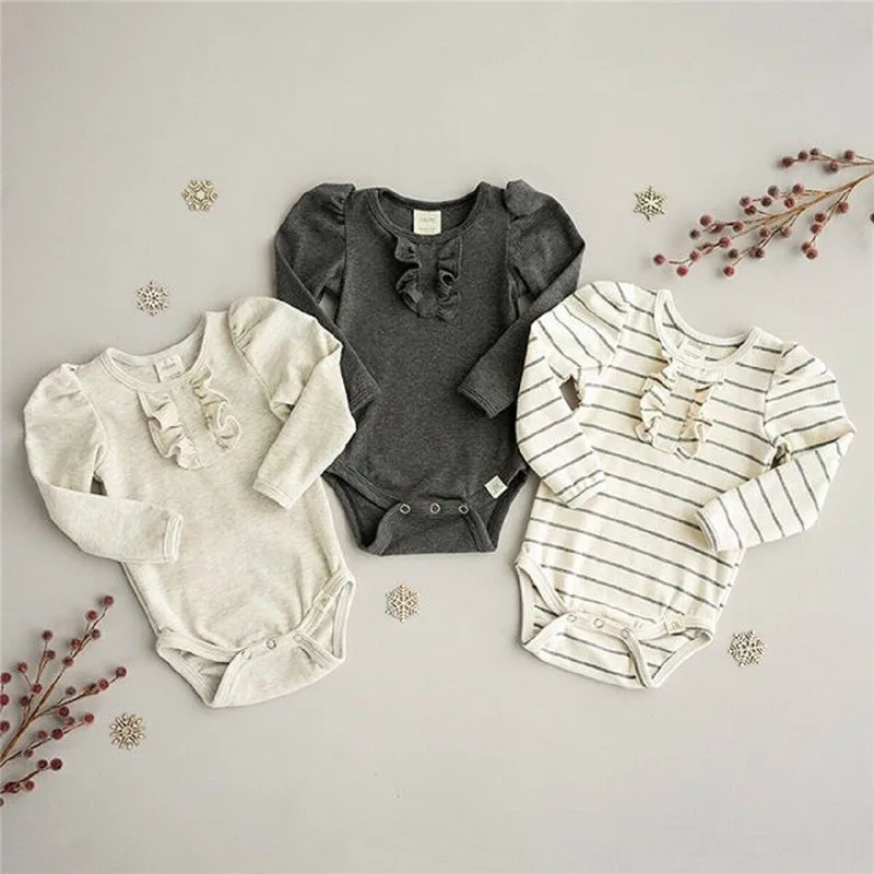 

Cotton Newborn Baby Girls Romper Clothes Cute Long Sleeve Striped Jumpsuit Infant New Baby Boy Girls Casual Rompers Home Clothes