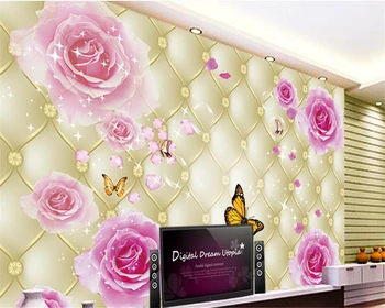 

beibehang papel de parede Senior wallpaper 3d and rich white tulips three-dimensional soft bag background wall 3d wallpaper