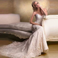 ZJ9034 белый цвет слоновой кости с элегантным съемным воротником ремни свадебные платья для невест кружева возлюбленной с кружевным краем размера плюс