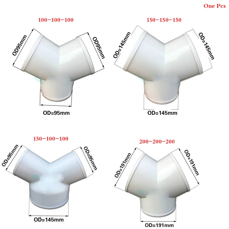 

Y Splitter Piece 100/150/200mm Ventilation Duct Three Way Coupler Fan Connector 3-Way Splitter for Ventilation Tube ABS fitting