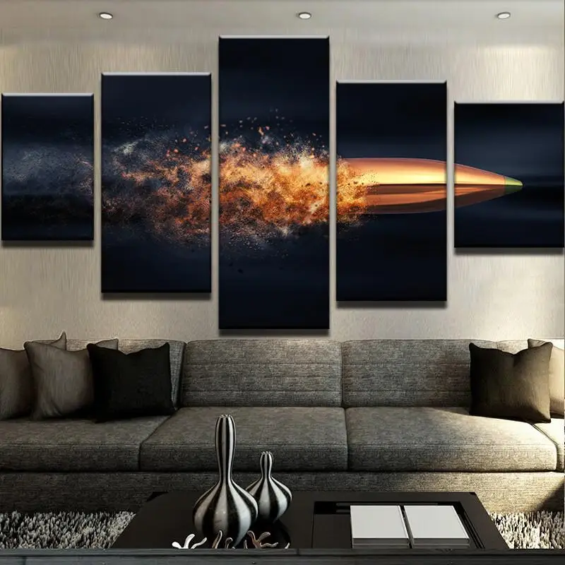

Wall Art Framework Canvas Pictures Home Decor 5 Pieces Flying Bullet Paintings For Living Room Modern HD Prints Abstract Poster