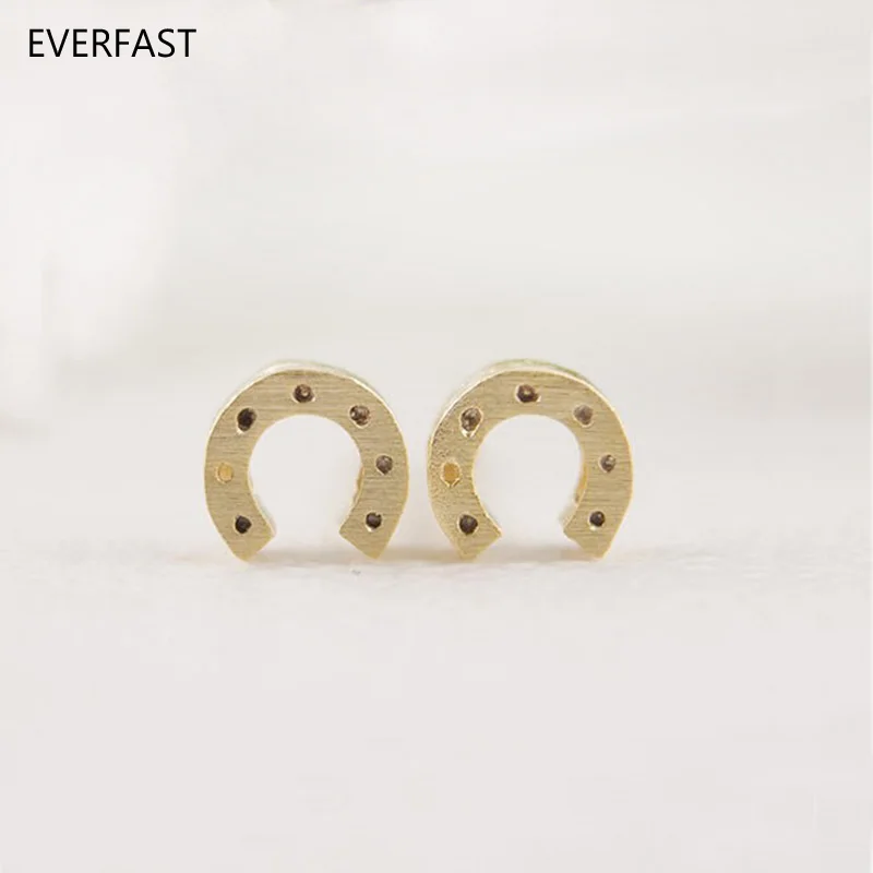 Everfast 1Pair Tiny Horseshoe Earring Studs Copper U Shape Animal