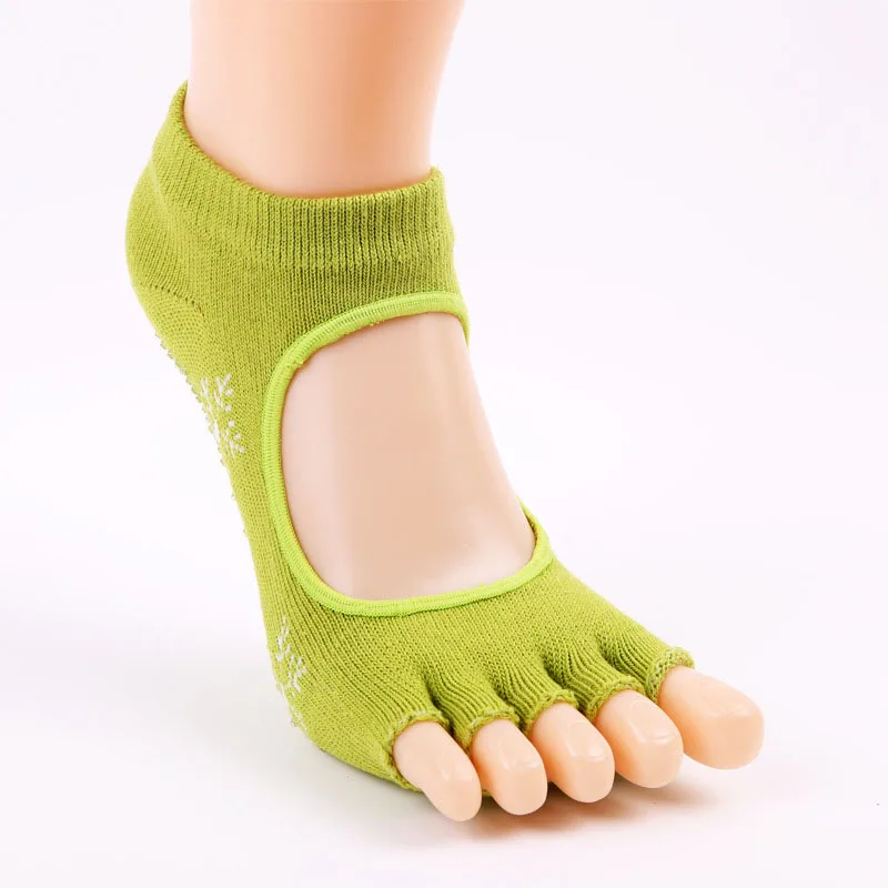[WPLOIKJD] Пять без пальцев женские балетные противоскользящие носки Пилатес Yogilates танцевальные носки нескользящие массирующие фитнес профессиональные Sox