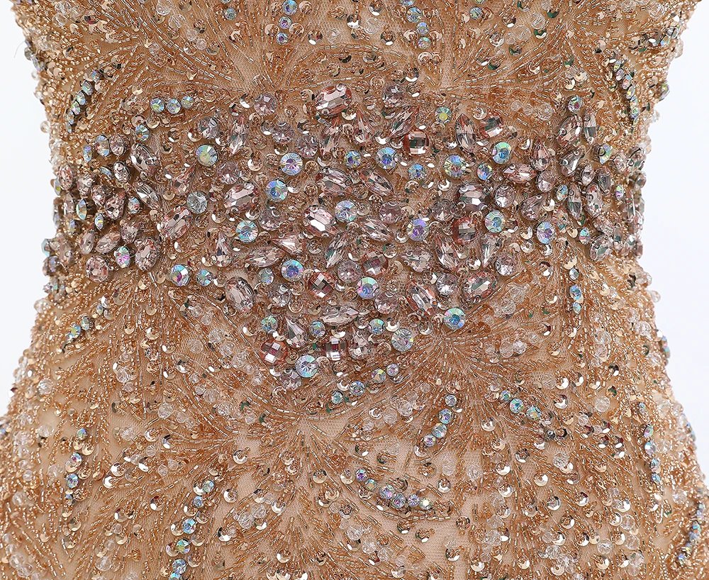 Champagne de lujo Vestidos de gala Largos-1
