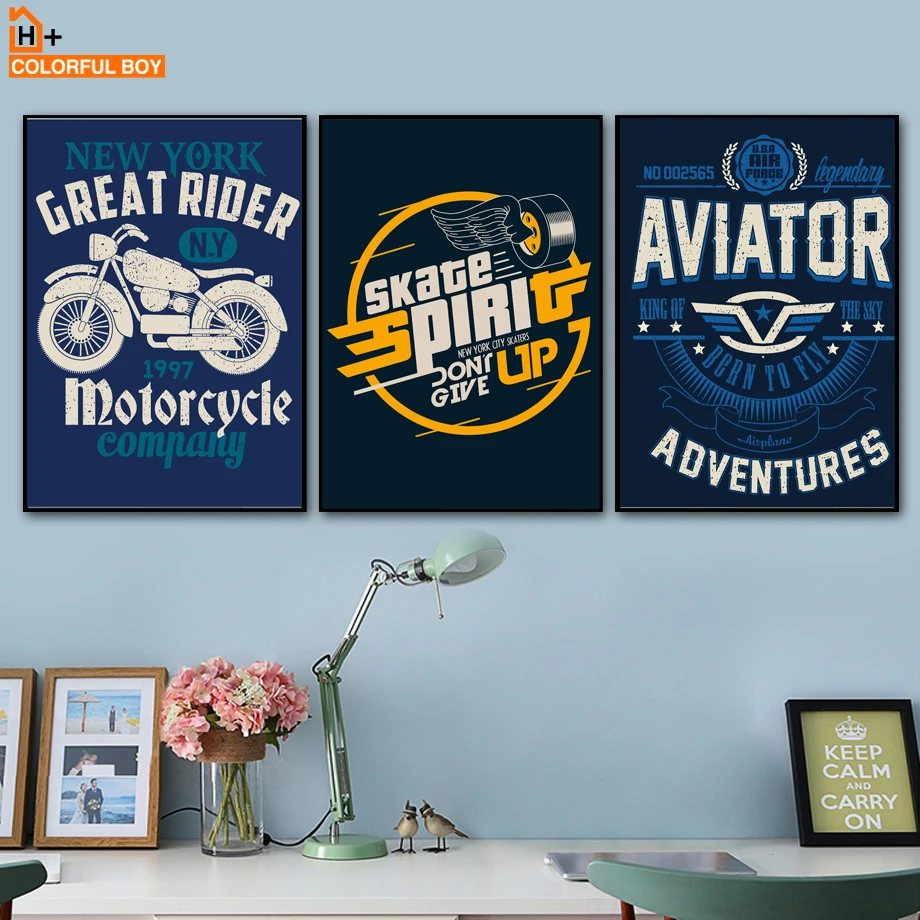 

Motorcycle Aviator Adventures Quotes Wall Art Canvas Painting Nordic Posters And Prints Wall Pictures For Living Room Boy Decor